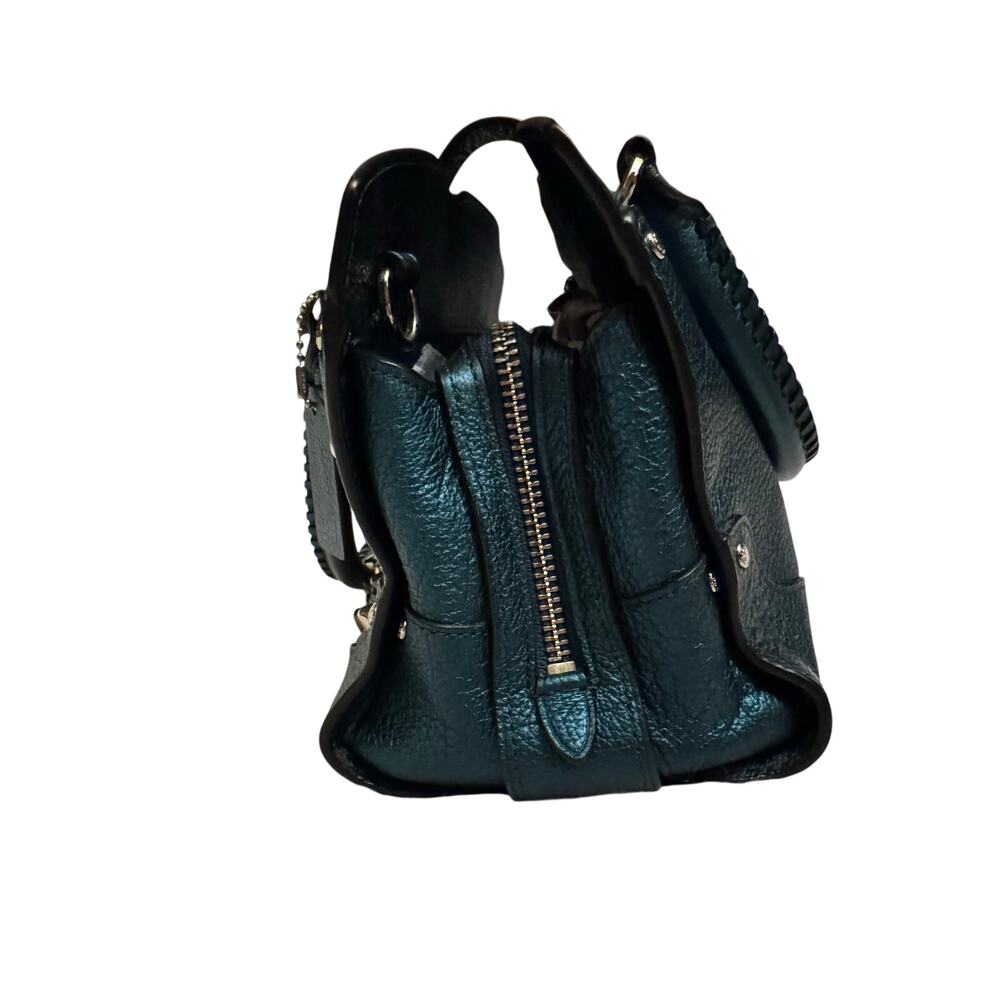 Coach Rare Turquoise Mercer Rivet Satchel 24 Silver Clove - Picture 7 of 10